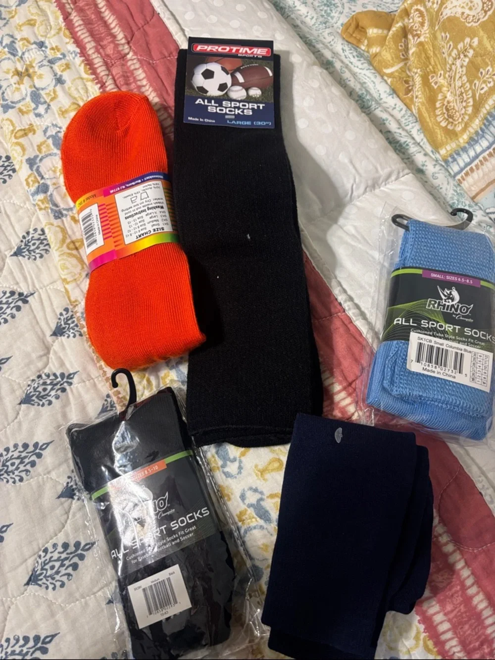 All Sport Crew Socks - Black, Orange, Light blue, Navy Black